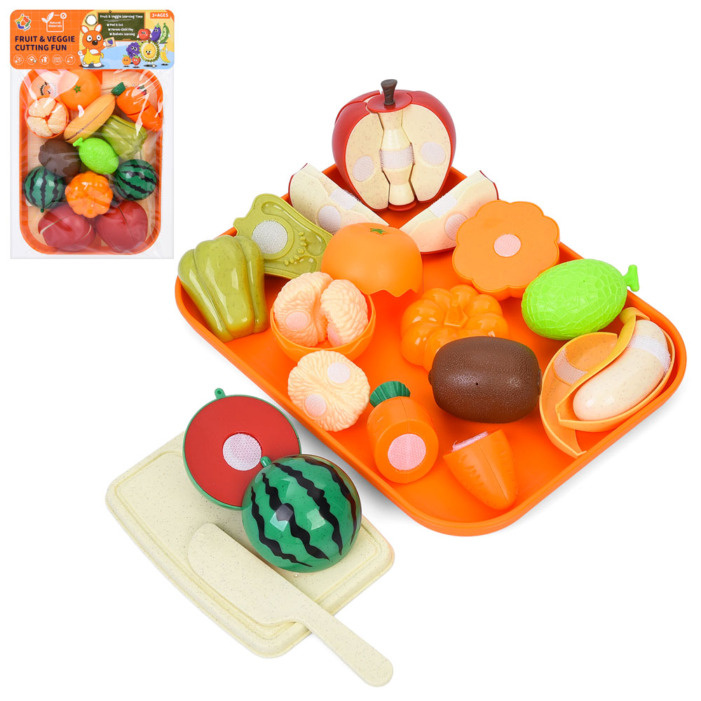 Продукти W8016 (48шт) на липучці, овочі, фрукти, піднос, дошка, ніж, у пакеті, 22,5-34-5см