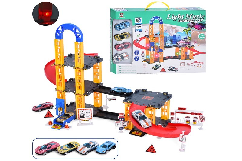 Гараж 0908-70A (24шт) 50-33-20см, машинка 4шт, звук, світло, на бат-ці, в кор-ці, 43-32,4-5см