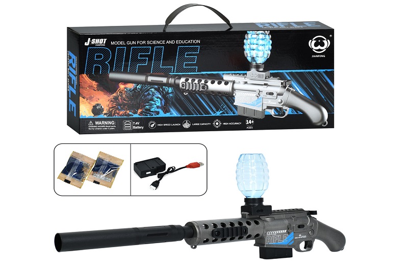 Пістолет 030A (16шт) 63см, акум, водяні кулі, USBзарядне, в кор-ці, 43,5-17,5-7см