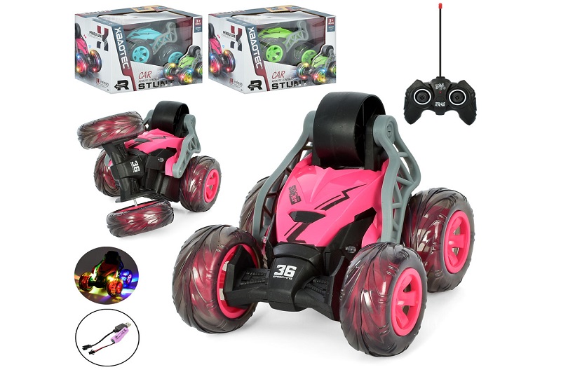 Машинка XB1103 (12шт) р/к, 18см, акум, USB-зарядне, гумові колеса, оберт.360, трюкова, звук, світло,