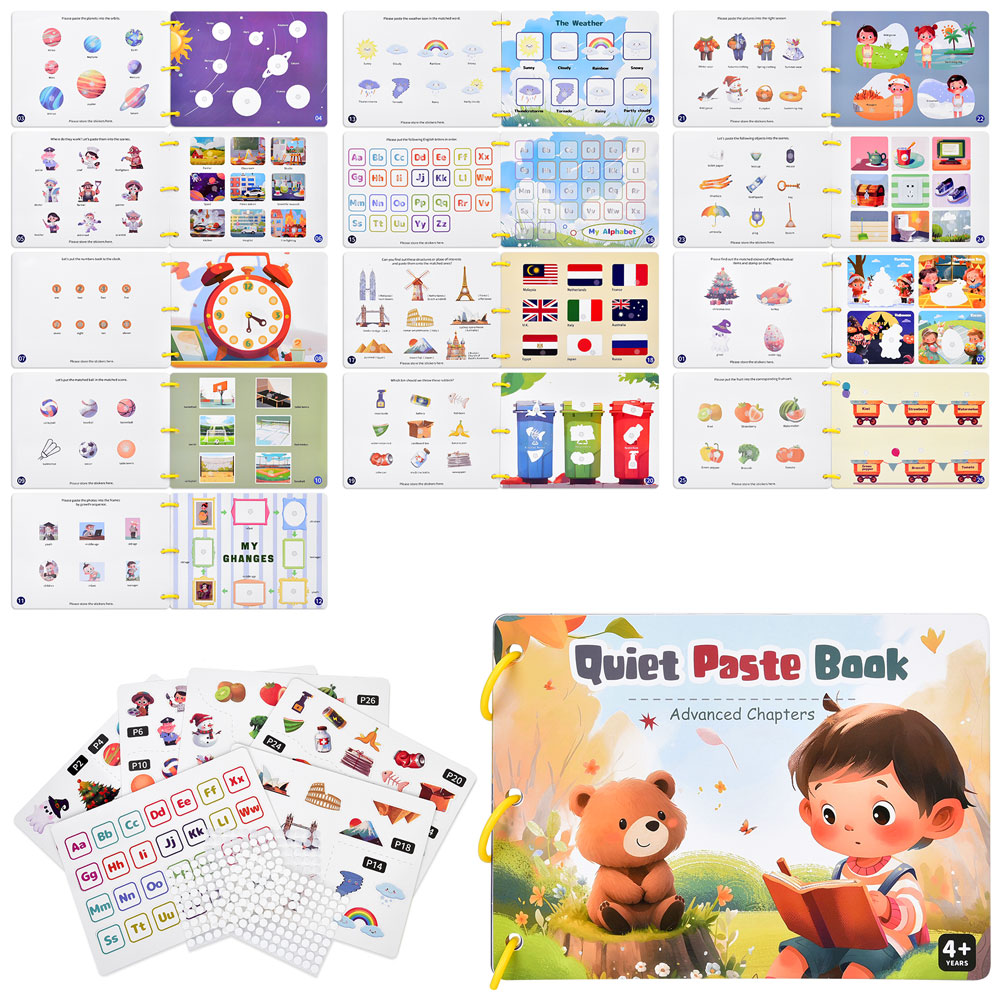 Гра HT030 (24шт) навчальний альбом, навчальна книга, книга-наліпки, дошкільне навчання,картон,у пак.