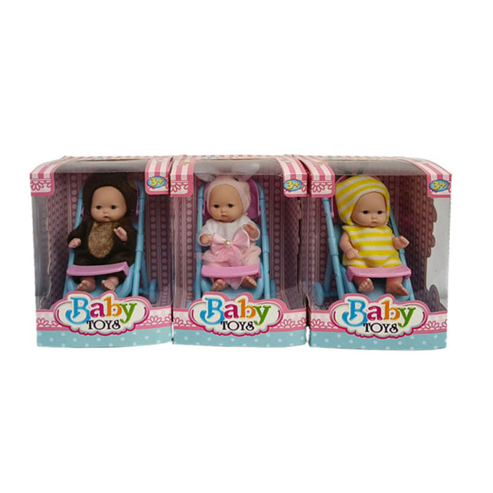 Пупс YD1350-2 (72шт) 12см, коляска 14см, 3 види, в кор-ці, 11,5-15,5-10см
