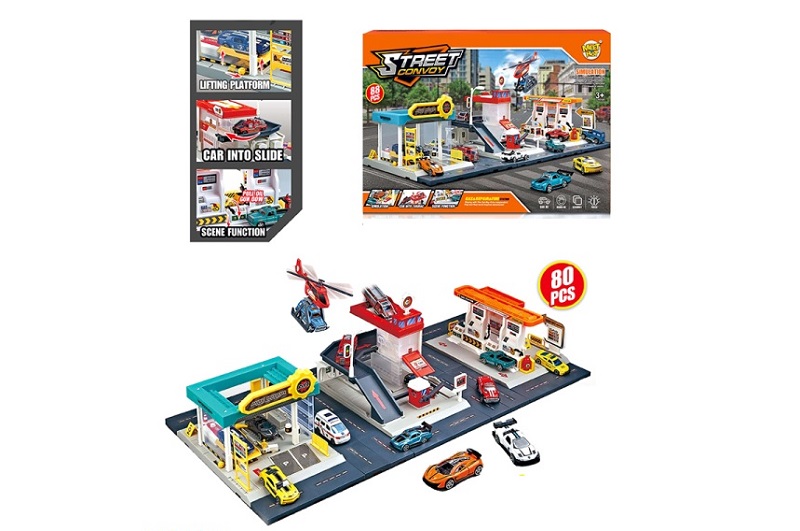 Паркінг MH-189 3в 1 СТО,заправка та пожежна станція з метал.машинками(6шт.)та аксес.кор.42*9*27 /12/