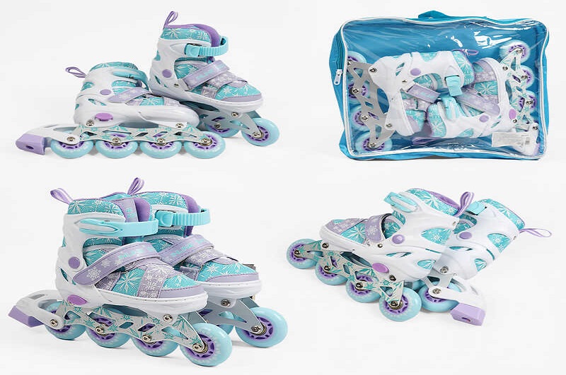 Ролики 802-5 S розмір 29-33 (6) колір Бірюзовий, устілка 18-20 см, колеса PU, d коліс – 6 см, підсві