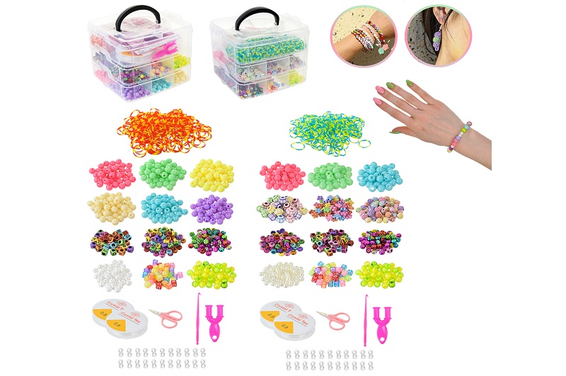 Бісер арт. 330-146/147 (48шт) 2 види мікс, триповерховий бокс, бісер, намистини, гумка,  бокс 13,5*1