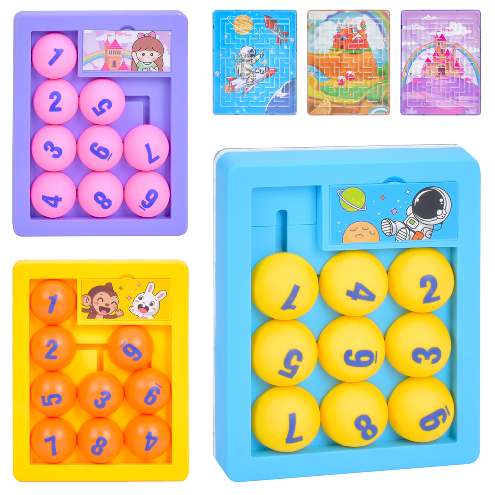 Гра R138-49 (156шт) логічна, 2в1 (п'ятнашки, лабіринт), 9,5-12-2,5см, 3 кольори, у пакеті, 14-16-2,5