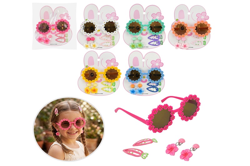 Аксесуари для дівчат арт. YH204 (300шт)  6 мікс кольорів, окуляри, заколочки для волосся планш. 25*2