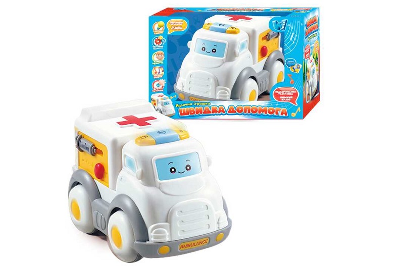 Машинка музична 65747 (48) WToys", УКР. МОВА, "Швидка допомога", світло, мелодії, пісні, інерція"