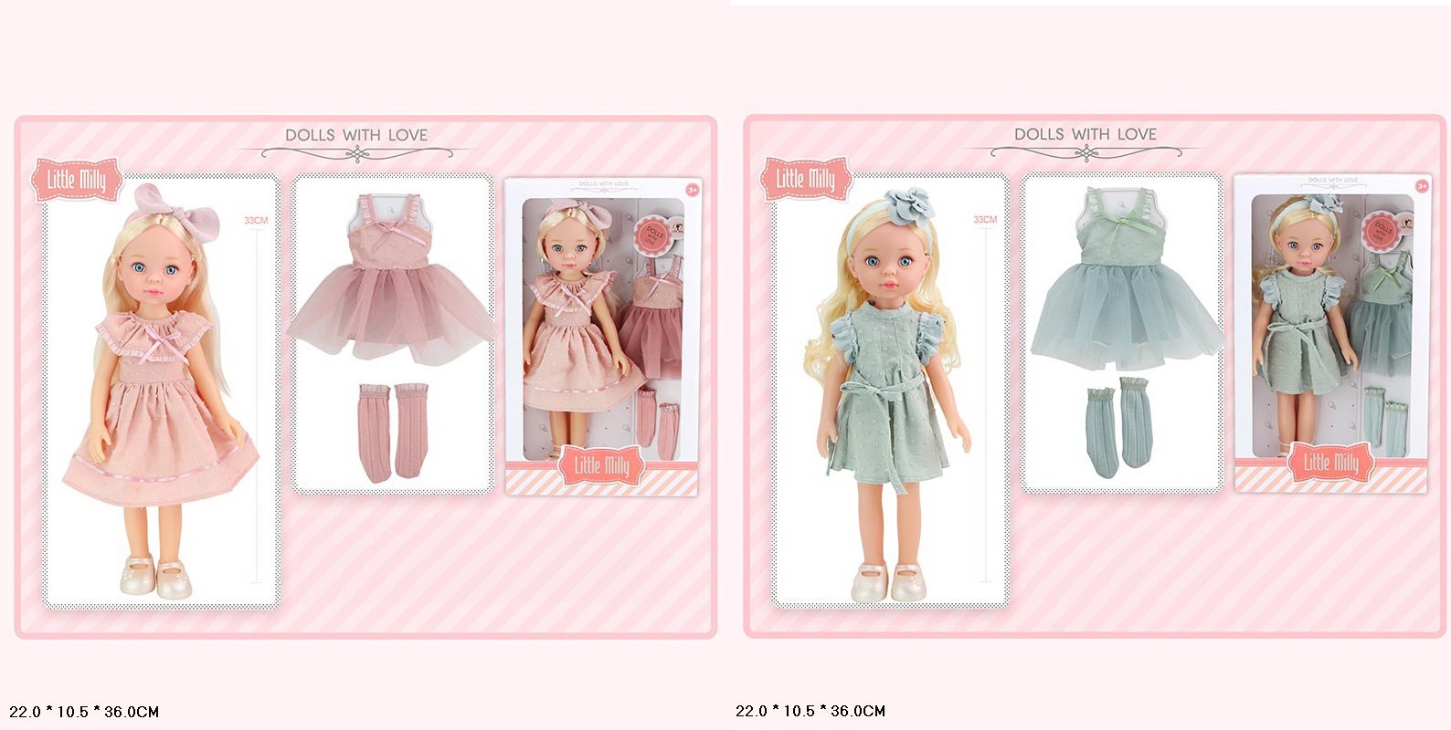 Лялька арт. 91098-D/G (36шт/2)   мікс 2 види, в наборі аксес короб. 22*10*36см