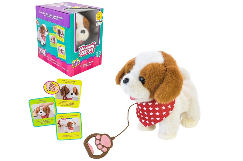 М'яка інтерактивна Кращий друг арт. BF2508 (24шт) собачка на повідку 25*13*25см УКР мова, повтор гол