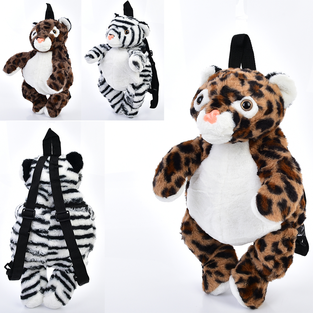 Рюкзак FG240408161A (45шт) тигр/леопард, д41-21-14см, 1відділення, застібка-блискавка, плюш, 3 види,