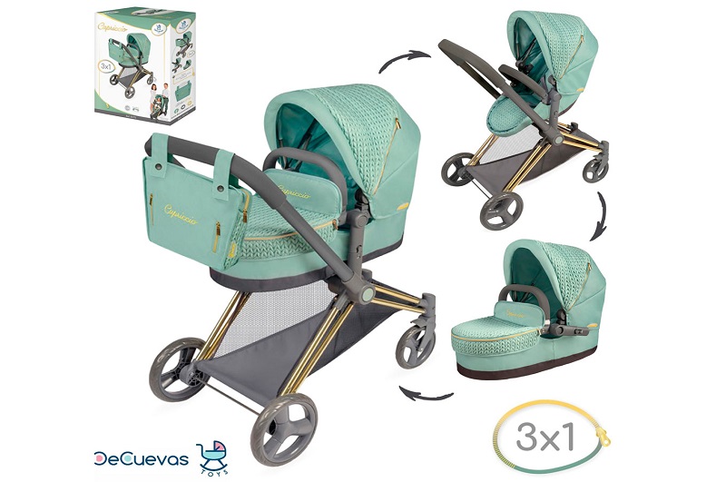 Коляска 81773 (3шт) для ляльки, трансформер, 3в1, ш38-д65-в79см, висота до ручки 73см, люлька 49-23с