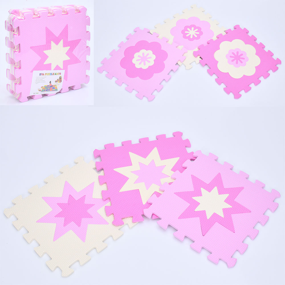 Килимок Мозаїка MR 1271 (12шт) EVA, 9дет, (9мм, 30-30см), 2 види(квіти, зірки), в пакеті, 30-30-8см