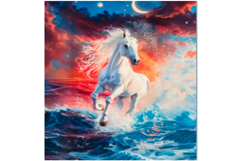 Набір для творчості YG0296 (120шт) алмазна мозаїка/діамантова мозаїка, 20-30см, білий кінь, море, ні