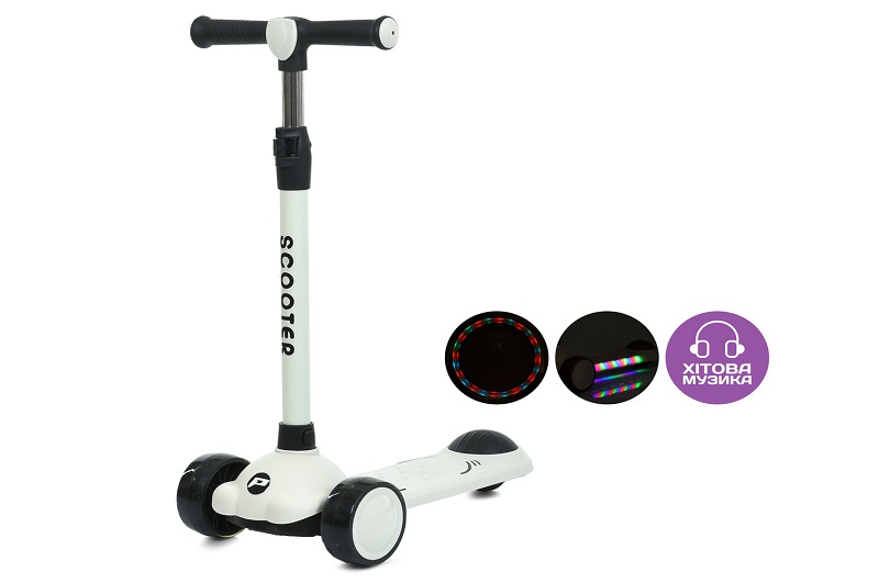 Самокат JR3-129-B (1шт) Mini, метал+пластик, 2пер ПУ 108мм світло, заднє 75мм, кермо 3 положення (mi