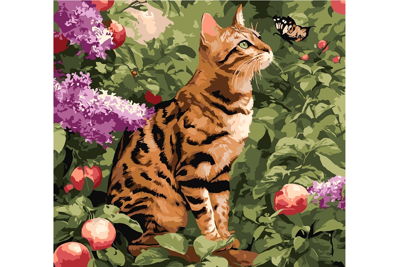 Набір для розпису по номерах Бенгальський кіт" 40х40см  KHO6794"
