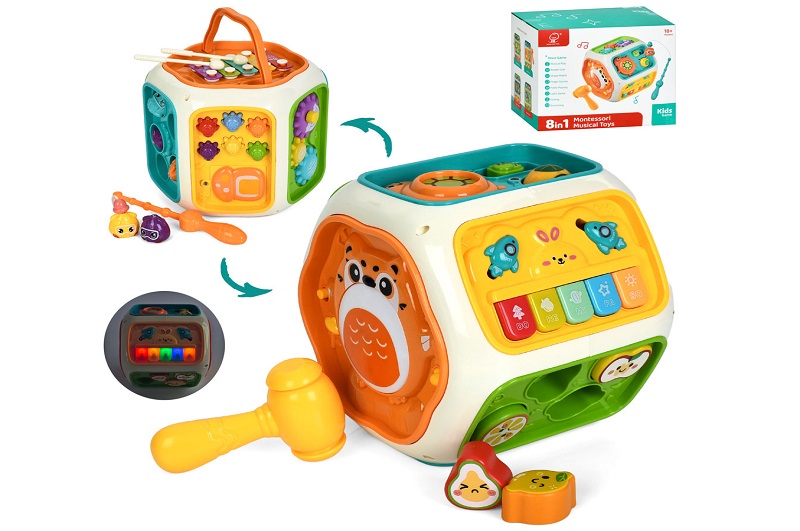 Гра 991 (12шт) багатогранник, бізікуб, 17-18,5-18см, 8в1, музика, світло, риболовля (магнитна,1вудка