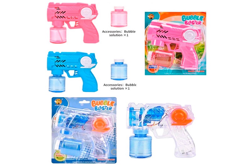 Мильні бульбашки MY281-1-284-1 (36шт) пістолет, 16см, світло, запаска 7-5см, 2 кольори, на бат-ці, у