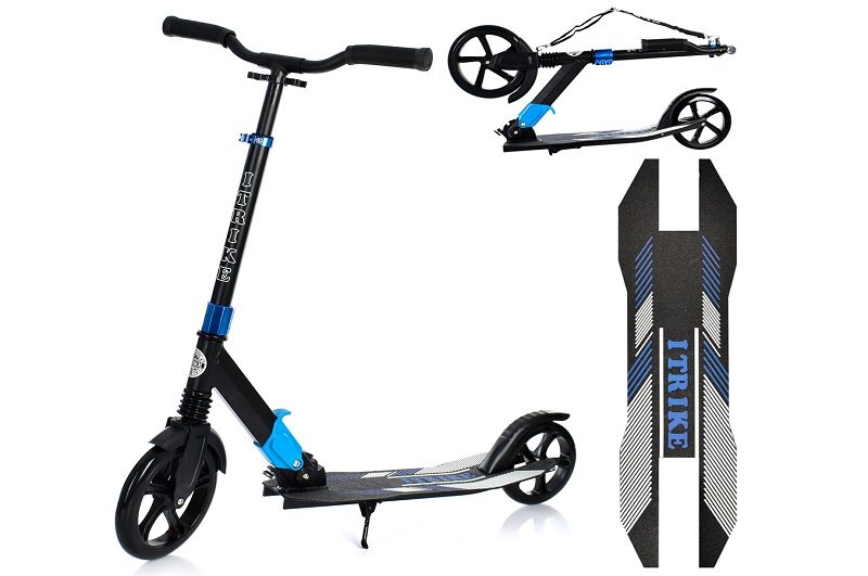 Самокат SR 2-079-BL (1шт) доросл.,алюм.,кол2штПУ230-200мм,кермо90-101см,підніж.31-13см,аморт.,підста