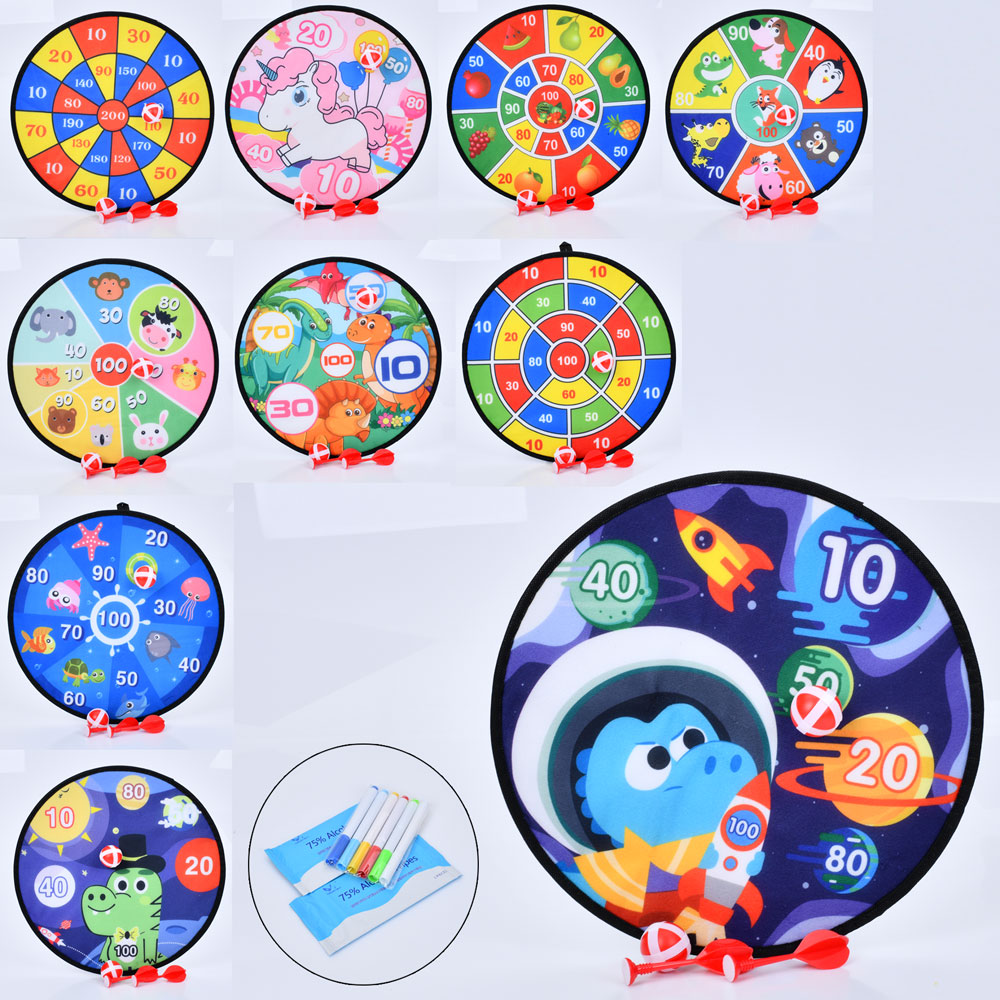 Дартс MR 1329 (48шт) на липучці, 36см, 2 м'ячі, 2 дротики, маркери, серветки, 10видів, у пакеті, 38-