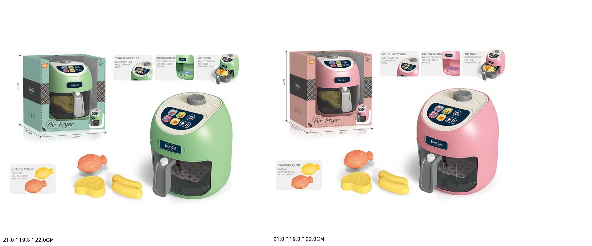 Аерогриль арт. LD-6613A/B (24шт/2)  батар.,2 види,світло,звук,змінює колір, сенсорне керув.,21*19*22