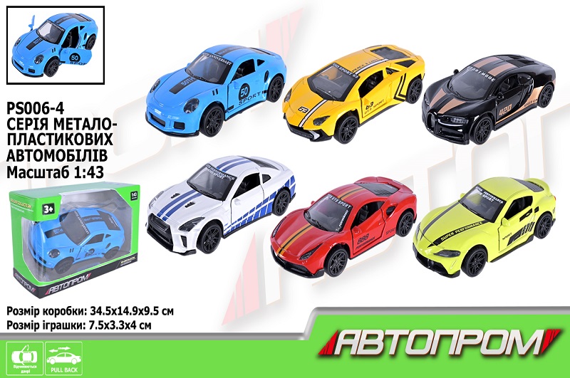 Машина мет. АВТОПРОМ  арт. AP4383 (96шт/2) 1:43, відкр.двері, короб.12 * 7 * 5см
