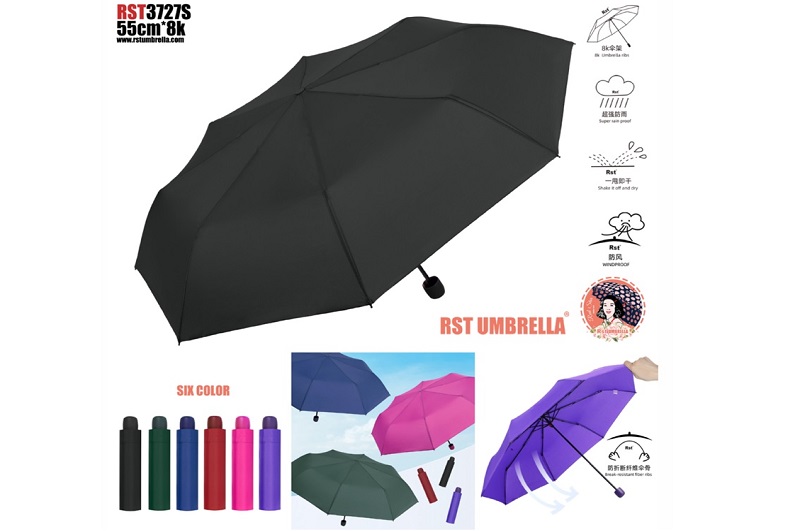 Парасолька арт. HS3727S 6 кольорів 8 спиць*55см купол 96см довжина зібр 24см, розкр 56см