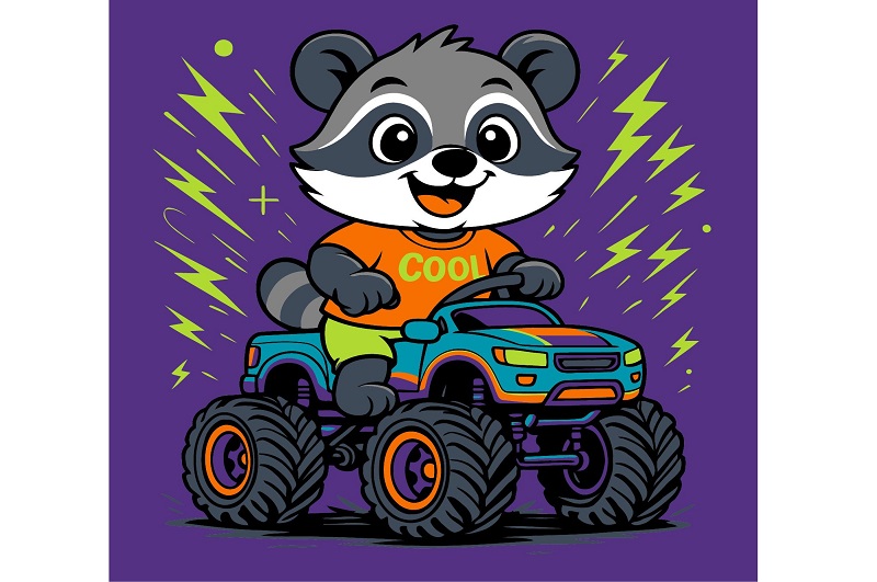 Картина по номерах для дітей Єнот на машині" 25х25см  KHO1311"