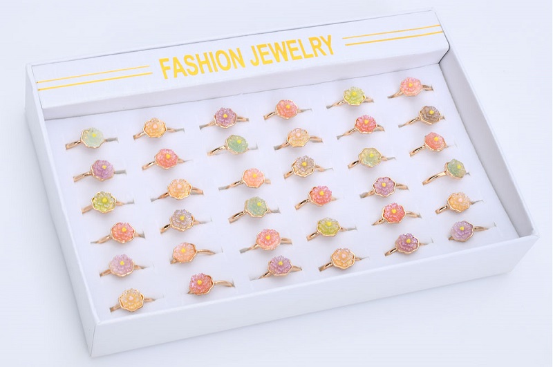 Каблучка FG231110061P-1 Упак36шт(1296шт) квітка, метал, 36шт в дисплеї, 19-12,5-3,5см