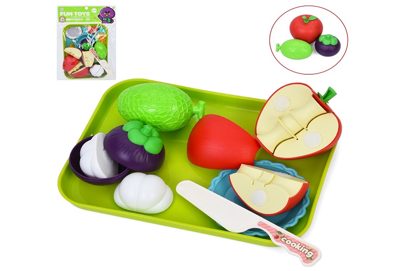 Продукти 633-52 (90шт) на липучці, фрукти, овочі, піднос, у пакеті, 20,5-30-4см