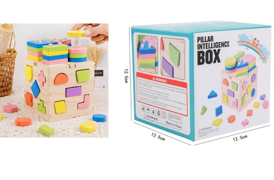 Дерев'яна іграшка арт. C15047 (48шт) куб-сортер у коробці 12,5*12,5*12,5см