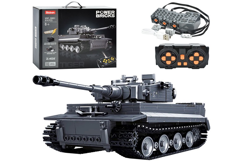 Конструктор SLUBAN M38-B0851 (4шт) танк, 28см, р/к,2.4G, акум,USBзар, 814дет, в кор-ці, 42,5-38-12,5