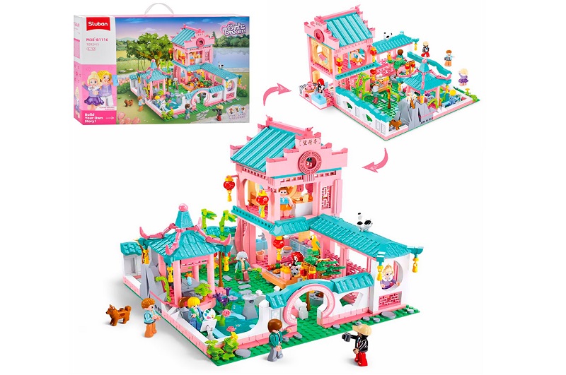 Конструктор SLUBAN M38-B1116 (6шт) будиночок (вілла), 1092дет, фігурки, в кір-ці, 62-42,5-9см