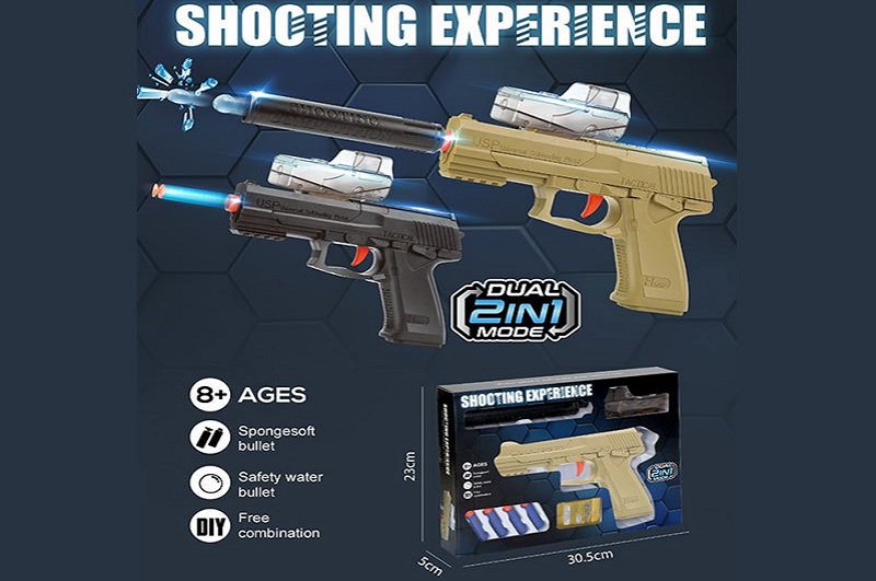 Пiстолет арт. 518A (48шт/2) стріляє гелевими та м'якими кулями, у короб.30,5*23*5см