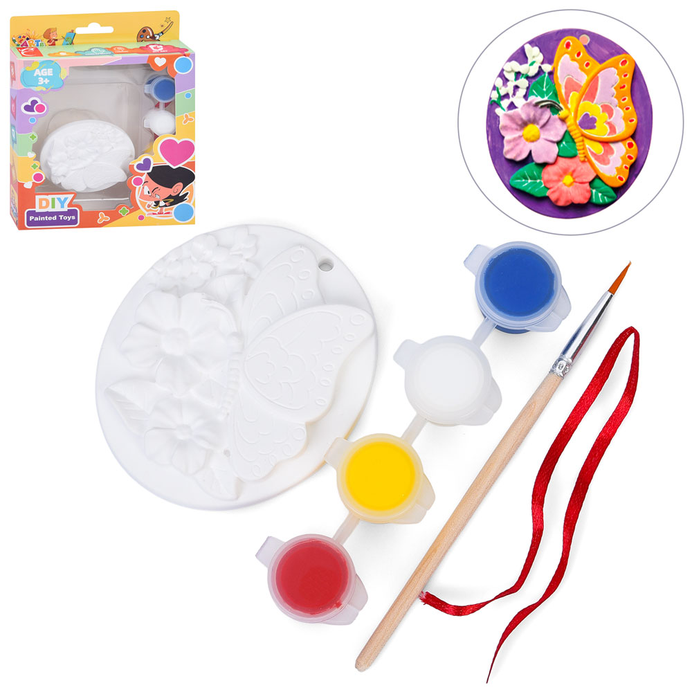 Набір для творчості 5173 (168шт) розмальовка, гипсова картина, Метелик у квітах, 6,5-7,5-1см, фарби