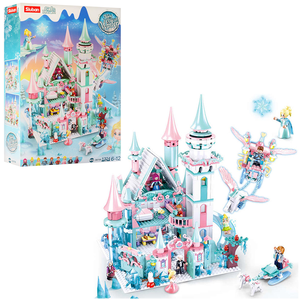 Конструктор SLUBAN M38-B0789 (4шт) замок принцеси, фігурки, 1324дет, в кор-ці, 42,5-62-12,5см