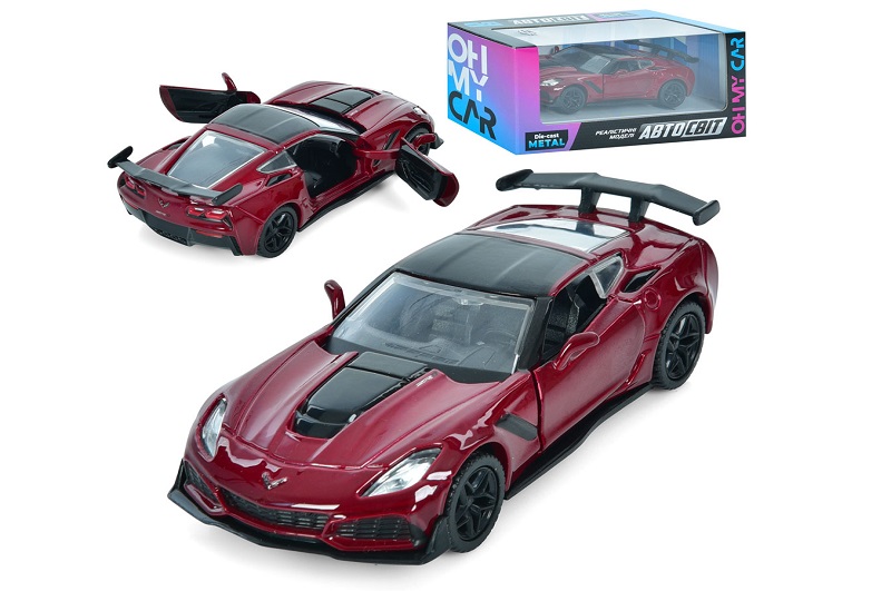 Машина AS-3022 (24шт) АвтоСвіт, 1:39, 2019 Corvette ZR1, метал, інерц, 12см, відчиняются двері, гумо