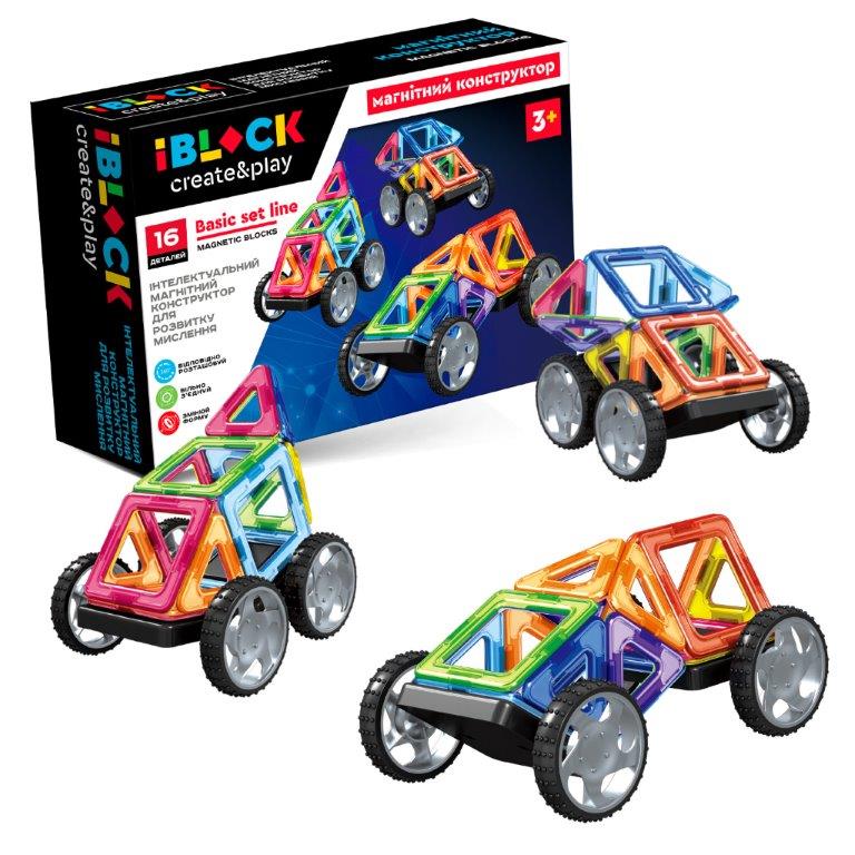 Іграшка конструктор магнітний IBLOCK арт. PL-923-527    16дет., у короб. 26,5*7,2*18,3см