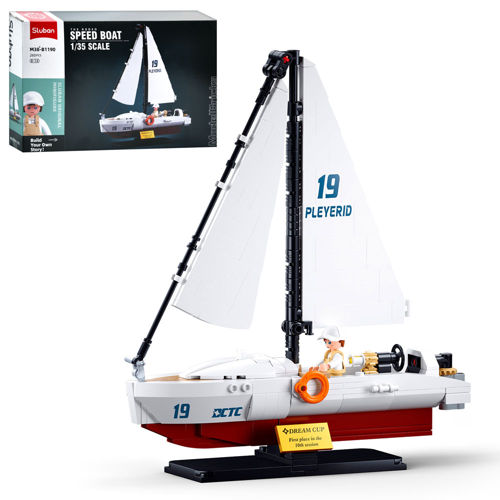 Конструктор SLUBAN M38-B1190 (16шт) морська серія, яхта, 20,9см, 1:35, фігурка, 260дет, в кор-ці, 38