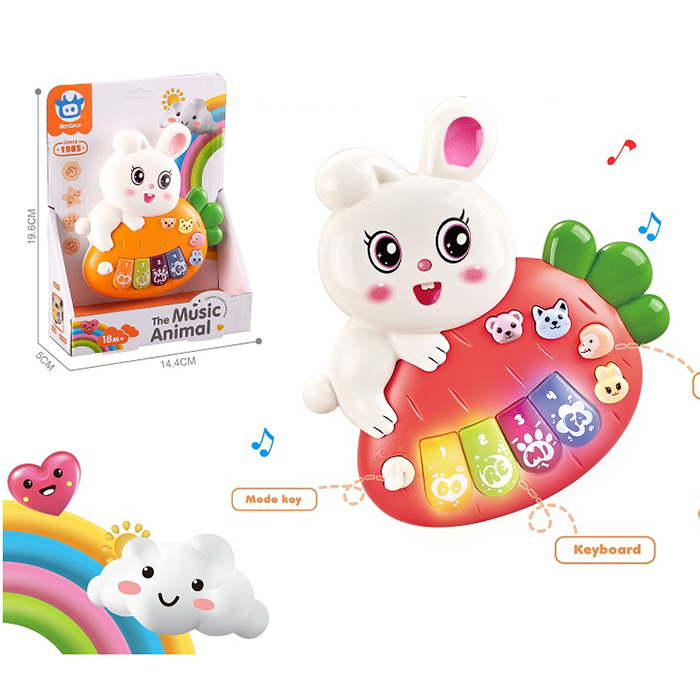Піаніно 8805-B (96шт) 14см, зайчик, музика, звуки тварин,3режими, 2 режими гучності, 2 кольори, на б