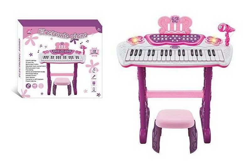 Піаніно 883 B (10/2) 12 функцій, мікрофон, підсвічування, запис звуку, звукові ефекти, стілець, у ко
