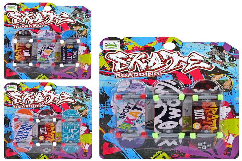 Гра 6688-157C (288шт) фінгерборд, міні скейт, 9,5см, набір 3шт, гра для пальців, мікс видів, на лист