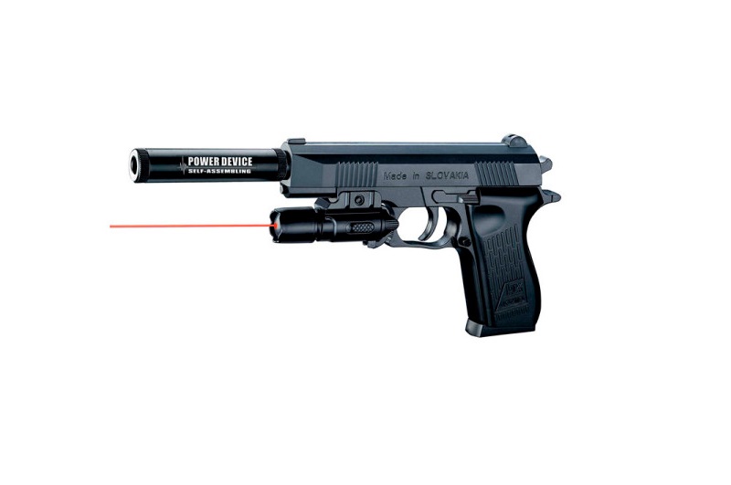 Пістолет K2119-D (60шт) 32см, пластикові кулі, лазер, на бат(табл), 21-14,5-4см