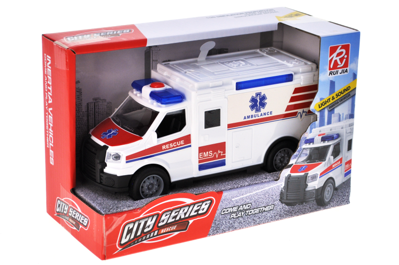 Машина інерційна RJ9819A Швидка допомога" озвучена, зі світлом, в коробці р.23x10,5x15 см YG Toys"