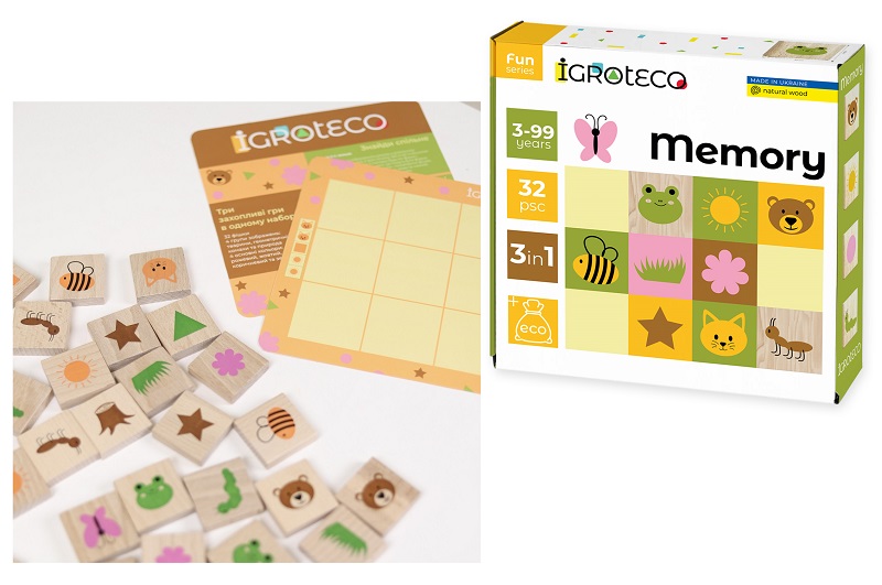 Дерев'яна настільна гра Меморі" 32 ел.  Ігр0644"