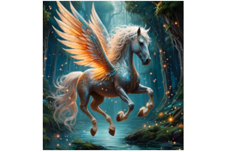 Набір для творчості YG0302 (120шт) алмазна мозаїка/діамантова мозаїка, 20-30см, пегас, чарівний ліс,