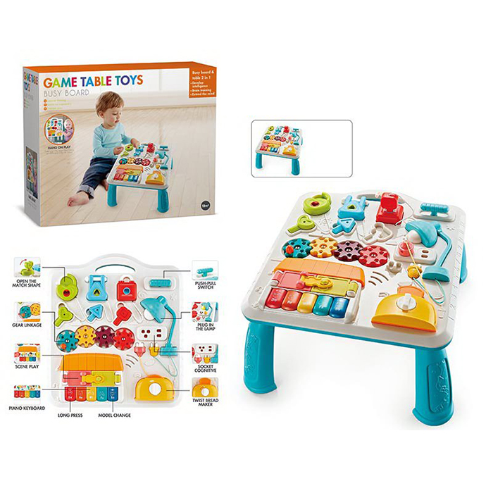 Центр розвиваючий N6017 (12шт) столик, 40-38-22см, ігрова панель, бізіборд, піаніно, музика,звук(анг