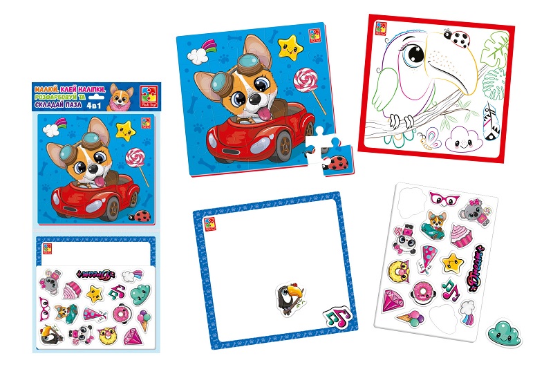Набір для творчості Vladi toys 4 в 1. Веселі звірятка. VT4210-16 (укр)