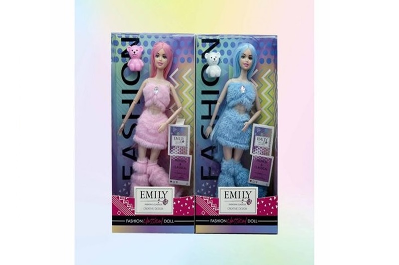 Лялька арт. QJ139C (96шт/2)   мікс 2 кольори, хутряне вбрання, р-р лялки 29 см короб.