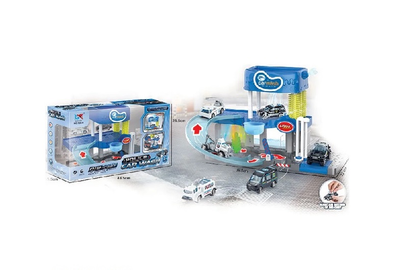 Паркінг 10A-4 автомийка поліція з метал.транспортом(3шт.)та аксес.батар.муз.світ.тече вода.кор.43,5*